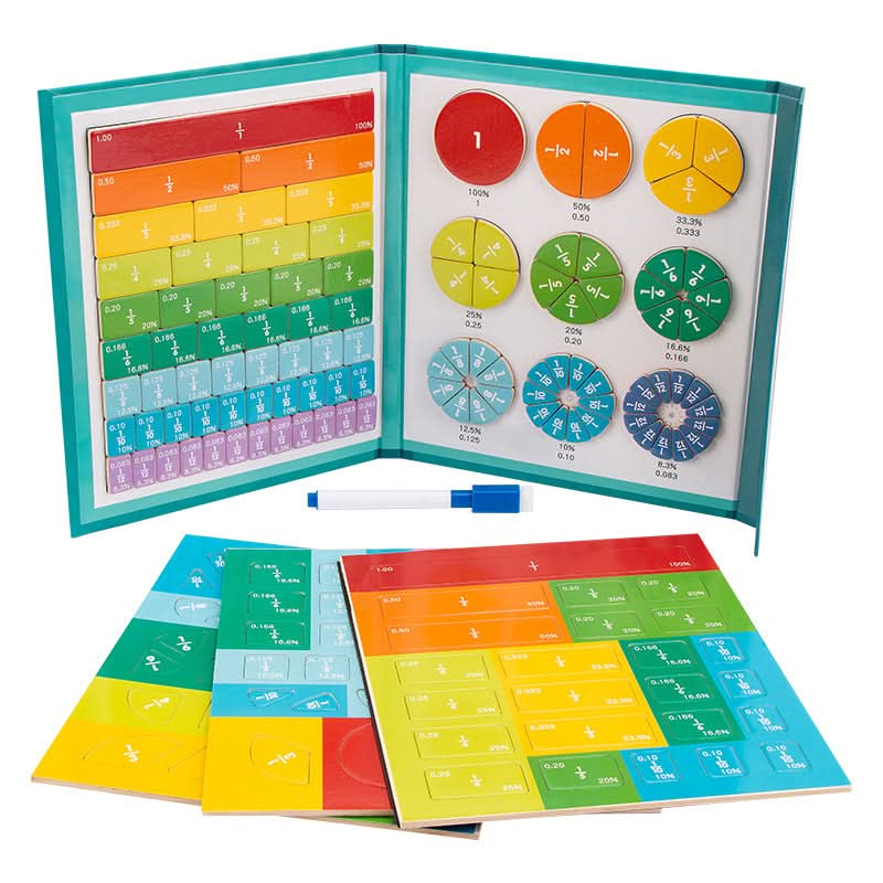 Magnetic Math Fraction Board for Kids, Zebra Design