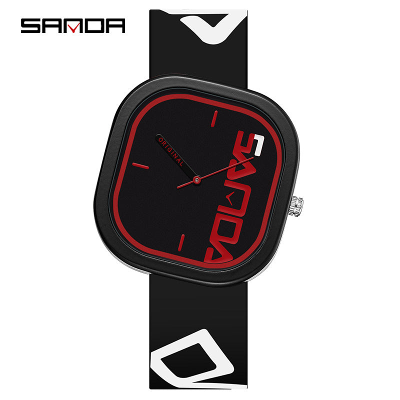 Sanda Square Sports Watch – Waterproof Silicone Analog Watch for Students & Casual Wear