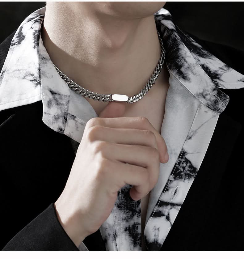 Men’s Titanium Steel Cuban Chain – Hip-Hop Clavicle Necklace