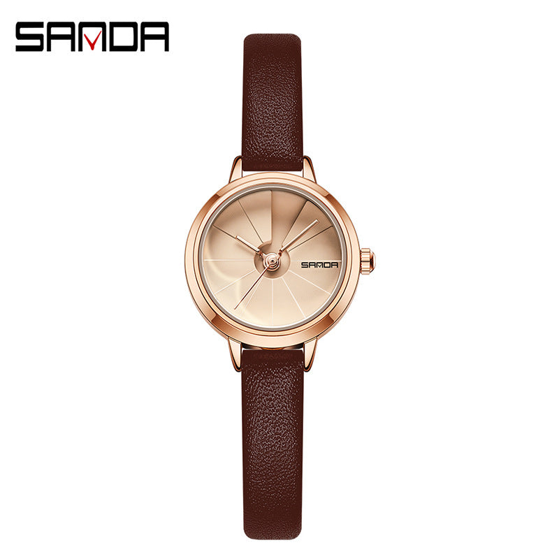 SANDA Women’s Quartz Watch – Leather Strap, 30M Waterproof Casual Watch
