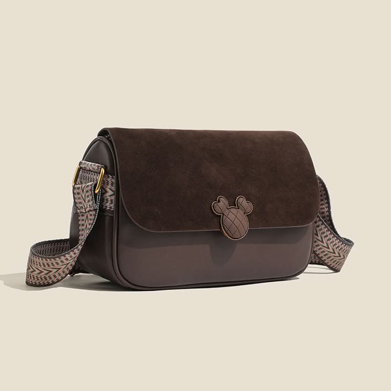 Women's Retro Small Square Leather Crossbody Bag – with Wide Strap