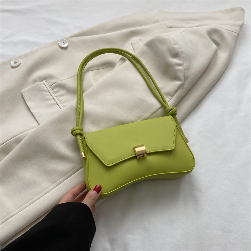 Mini Baguette Shoulder Bag for Women – Retro Underarm PU Handbag with Cover Flap