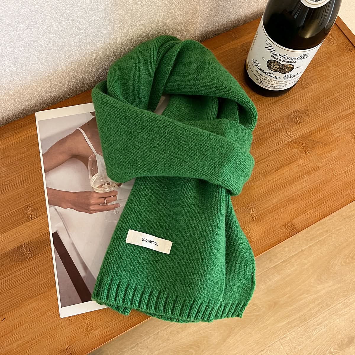100% Pure Wool Winter Scarf – Solid Color for Adults