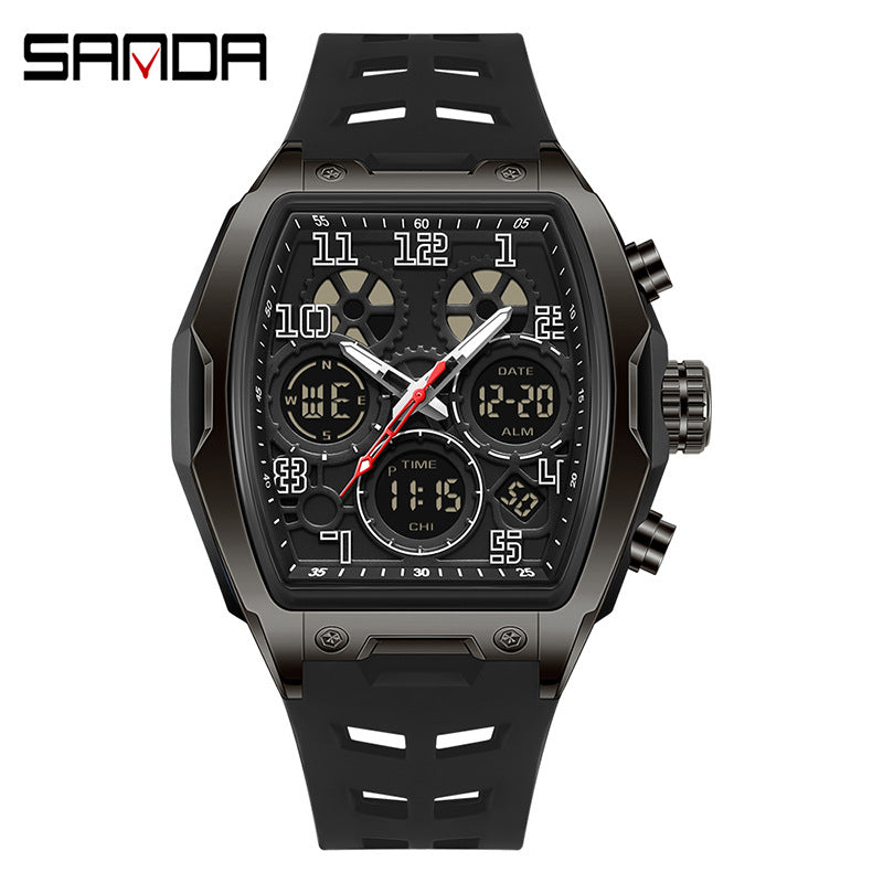 SANDA Men’s Digital Sports Watch – Waterproof Multifunction Alarm Watch with Dual Time