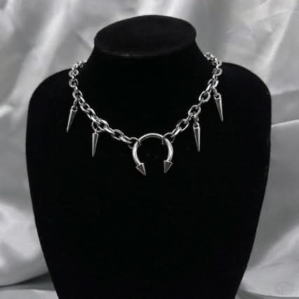 Geometric Rivet Cross Chain Necklace - Punk