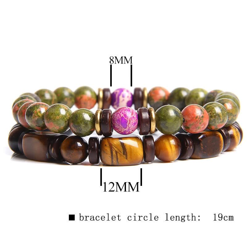Retro Style Natural Tiger Eye Stone Bracelet Set – Unisex