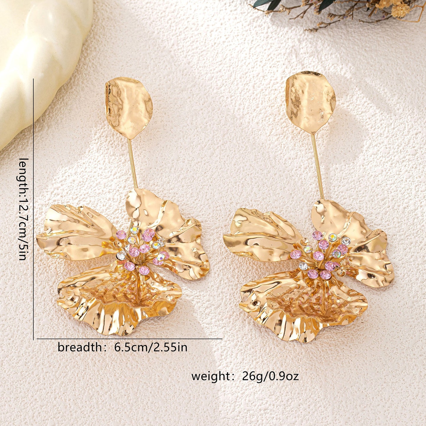 Elegant Flower Statement Earrings for Women – Alloy Large Floral Party Jewelry