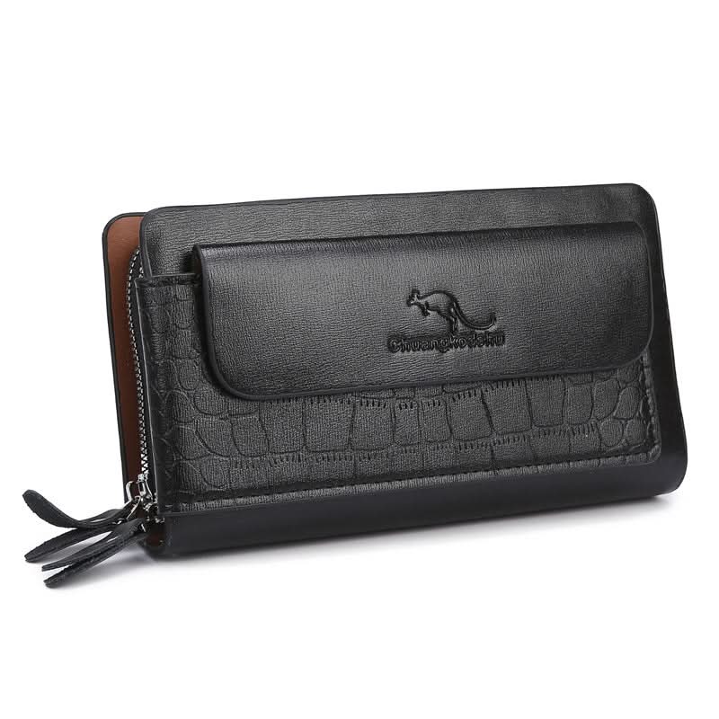 Men's PU Leather Business Clutch – Double Zipper