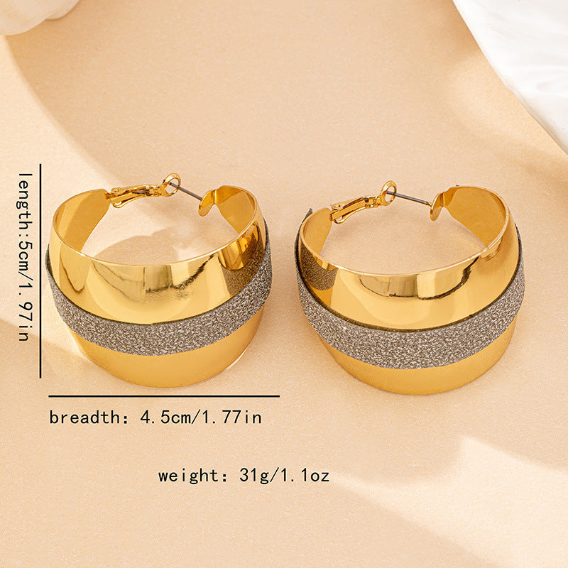 Frosted Hoop Earrings for Women – Alloy Geometric Luxury Statement Jewelry