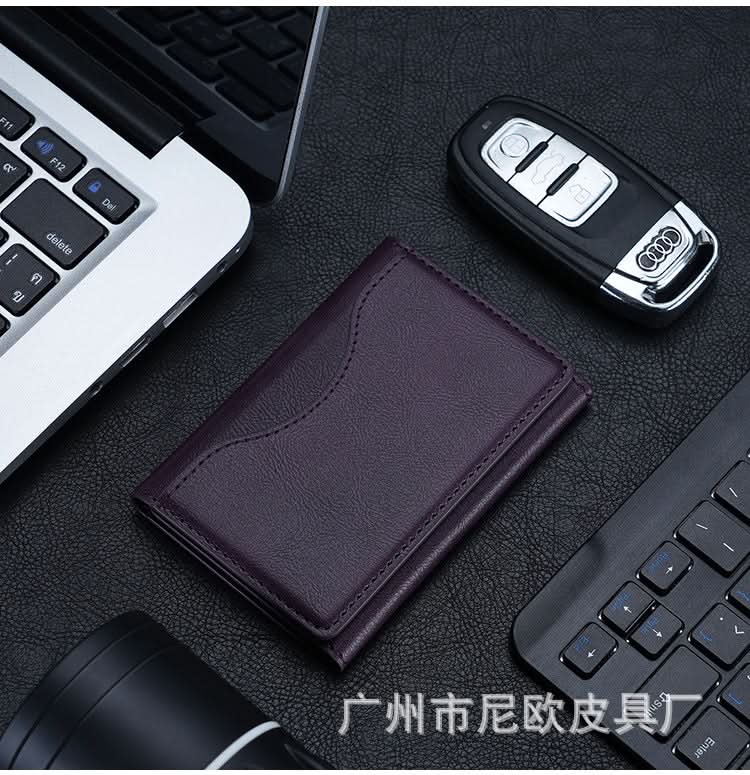 Mag Safe Tri-Fold Leather Wallet & Card Holder – Magnetic Stand