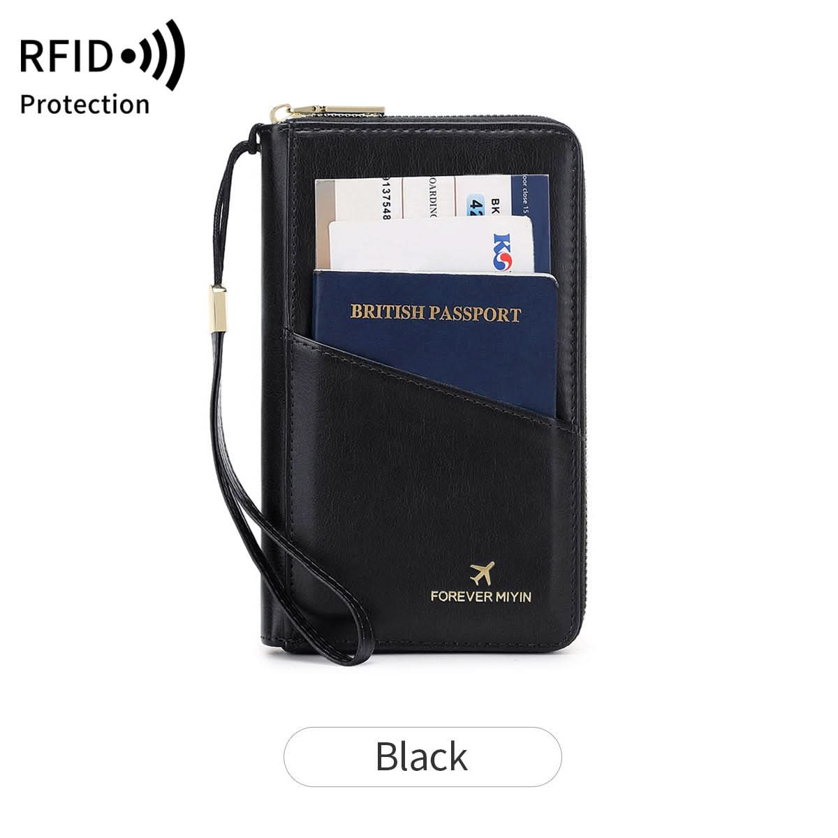 RFID Anti-Theft Travel Passport Wallet – Zipper Organizer for Documents & Tickets