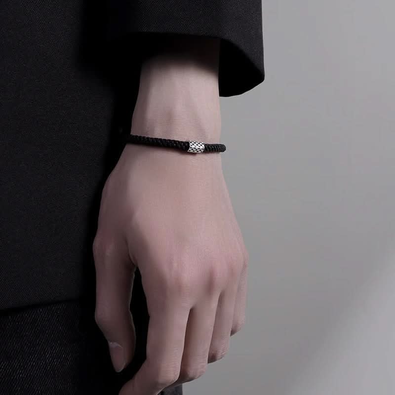 Men’s Minimalist Hand-Woven Bracelet – Light Chess Charm
