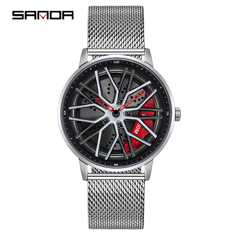 Sanda High-Value Men’s Quartz Watch – Mesh Strap, Waterproof 30M, Trendy Business Style