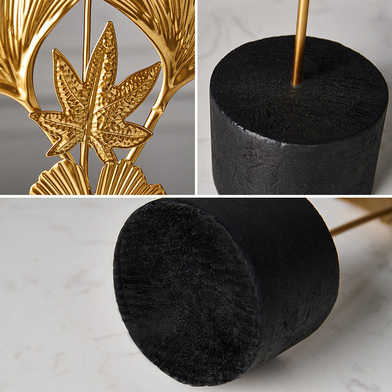 Modern Nordic Ginkgo Leaf Sculpture – Gold Iron Home Decor Ornament