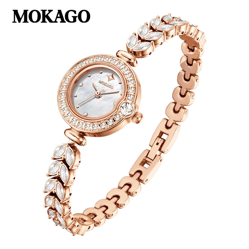 MOKAGO Women's Quartz Watch – Mermaid Tail Alloy Bracelet, Waterproof Timepiece