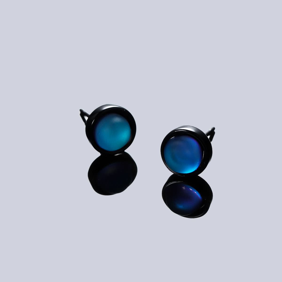 Men’s Cat’s Eye Stone Earrings – Minimalist Round Alloy Studs