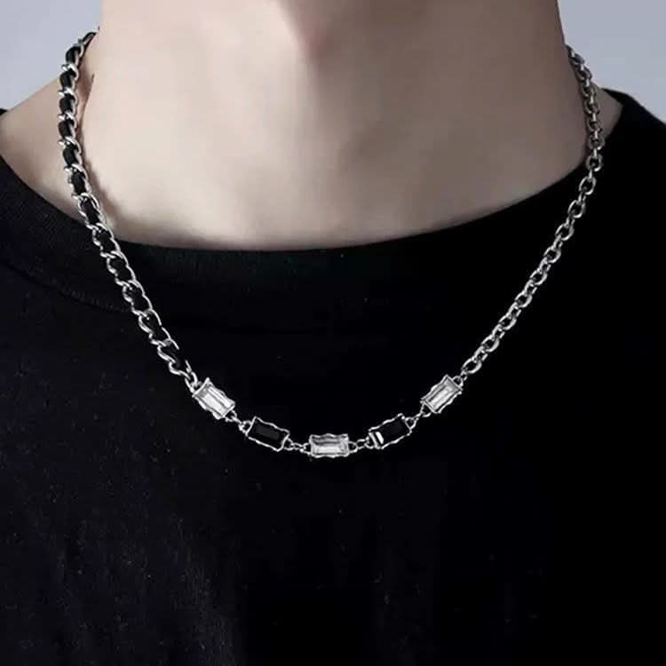 Men's Black and White Zircon Necklace – Hip-Hop Clavicle Chain