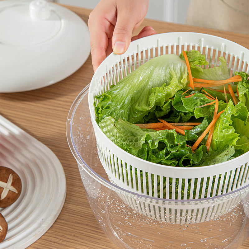 Manual Salad Spinner – Large Capacity Vegetable Dehydrator, Kitchen Drying Basket (5-litre)