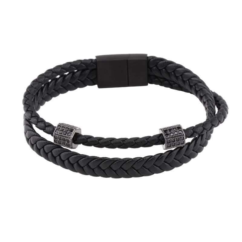 Men’s Stylish Braided Leather Bracelet – Magnetic Clasp Wristband