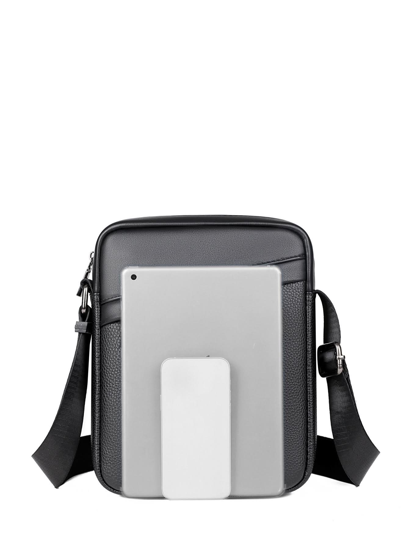 Men's PU Leather Shoulder Messenger Bag – 8-Inch Crossbody Bag