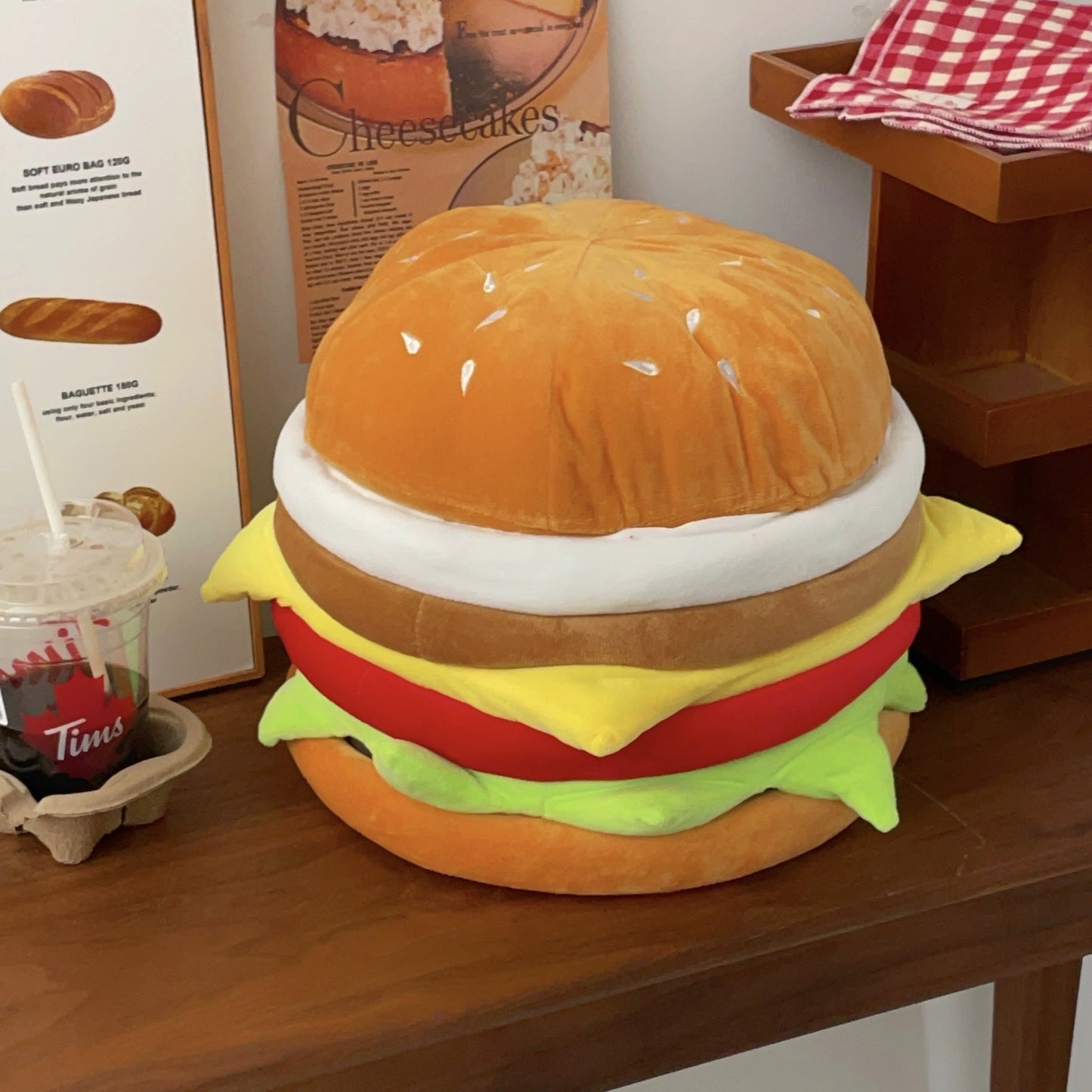Cute Hamburger Storage Stool for Kids – Plush Toy Organizer & Toddler Seat