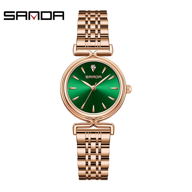 Sanda Women’s Retro Stainless Steel Quartz Watch – 30M Waterproof Casual Analog Watch