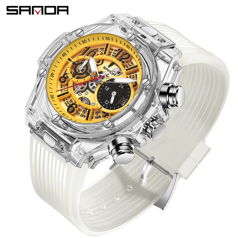 SANDA Men’s Quartz Sports Watch – Luminous Calendar Fashion Waterproof Timepiece