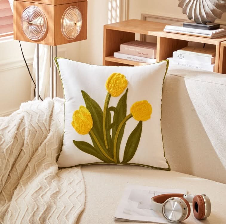 Pastoral Style Embroidered Flower Pillowcase
