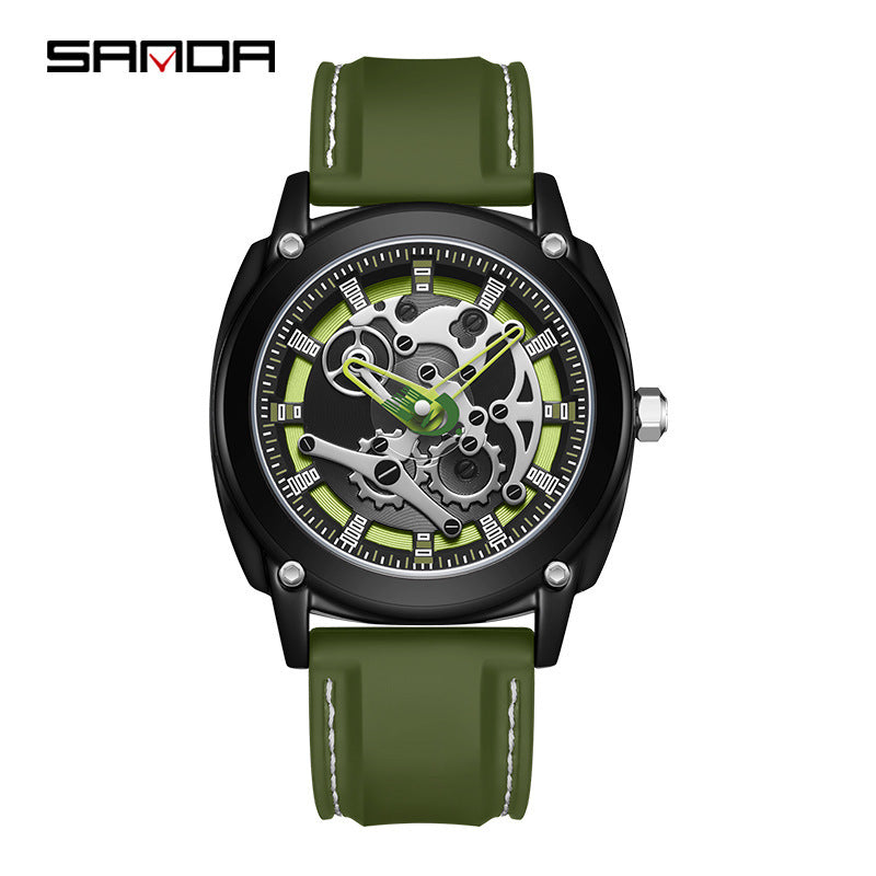 Sanda Men’s Outdoor Quartz Watch – Silicone Strap, Waterproof Shockproof Sports Watch