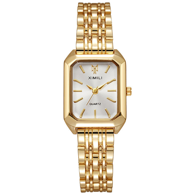 Women’s Square Dial Luxury Quartz Watch – Alloy Steel Strap, Fashion Student Style