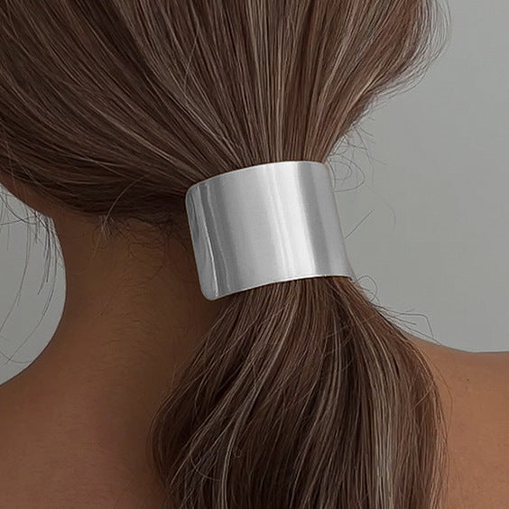 Sleek Metal Hair Cuff Rope – Minimal Chic Ponytail Holder for Women
