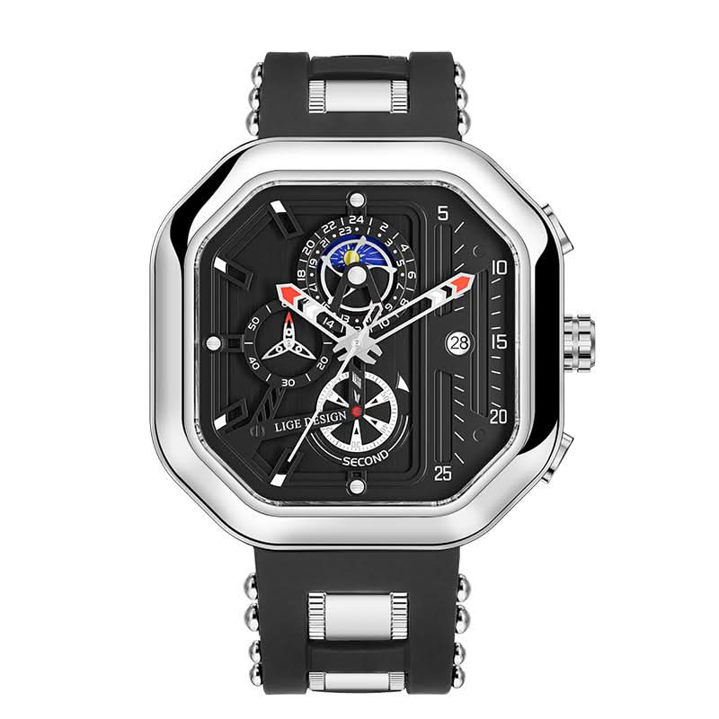 Men’s Prism Dial Quartz Watch – Luminous Chronograph with Calendar