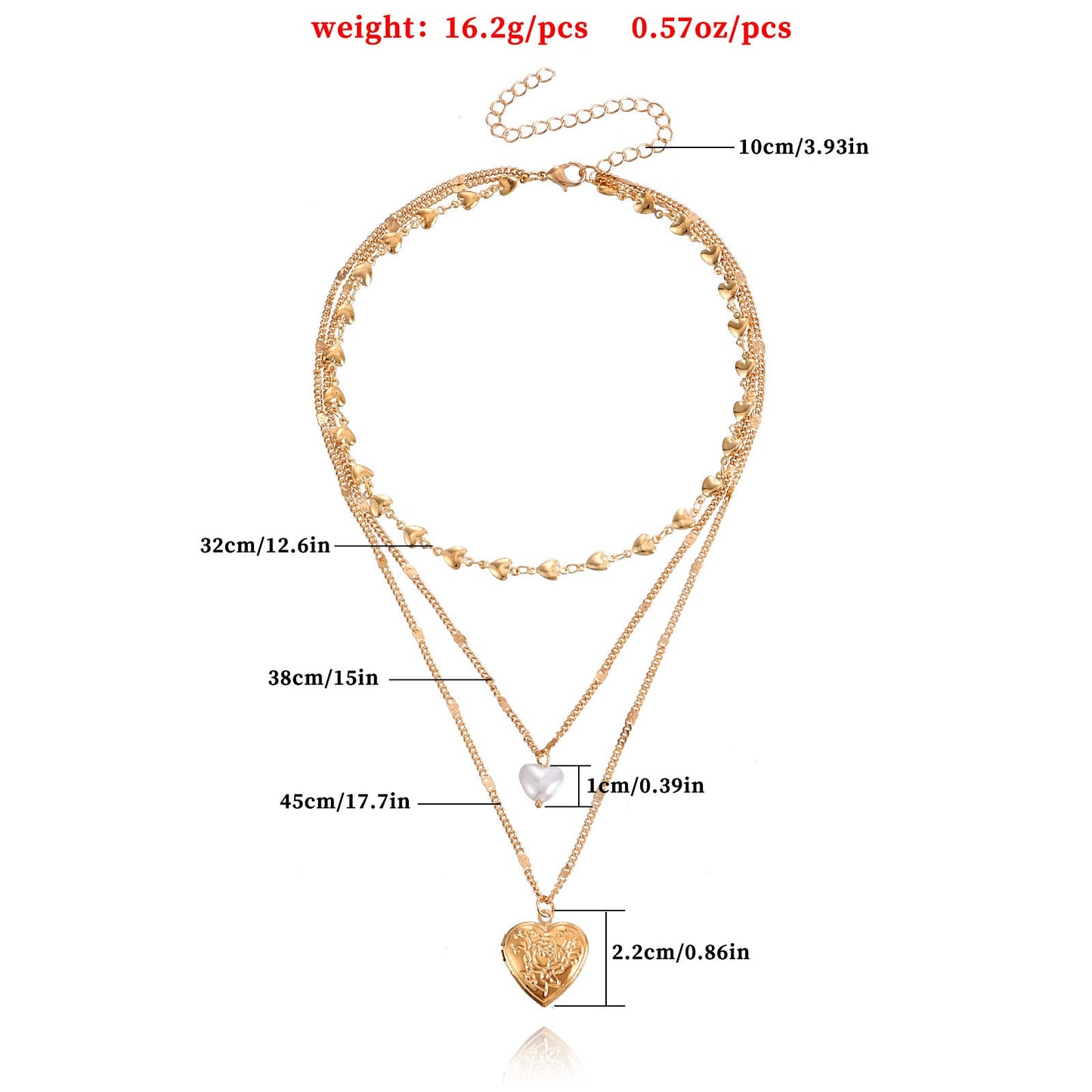 Multi-Layer Heart Pendant Necklace for Women – Gold Alloy Clavicle Jewelry
