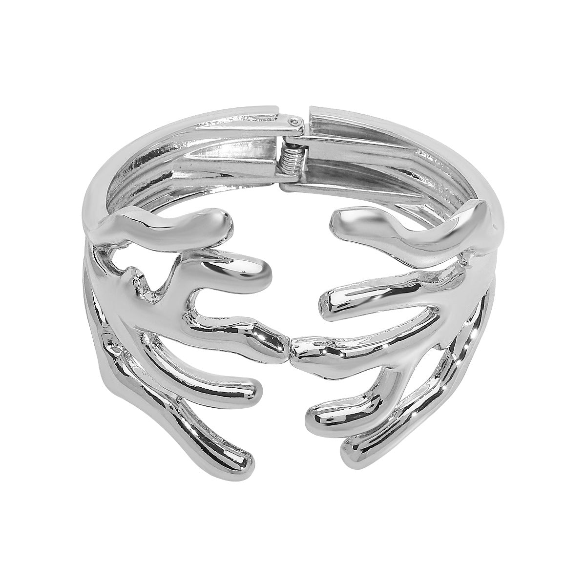 Coral Clasp Bold Cuff Bracelet – Spring Open Fashion Jewelry for Women