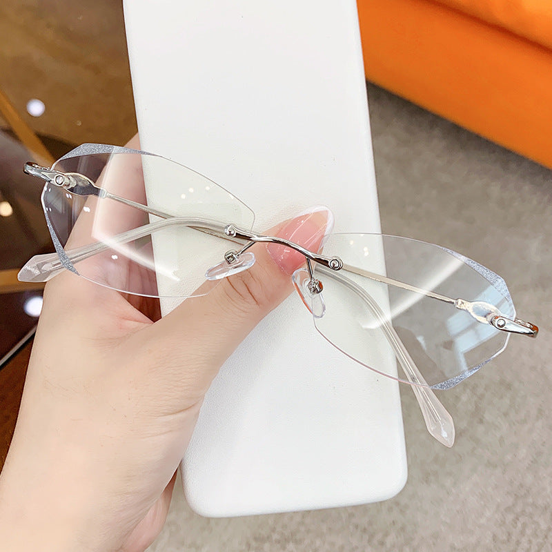 Women's Hexagonal Frameless Myopia Glasses – Anti-Blue Light Fashion Eyewear Frame