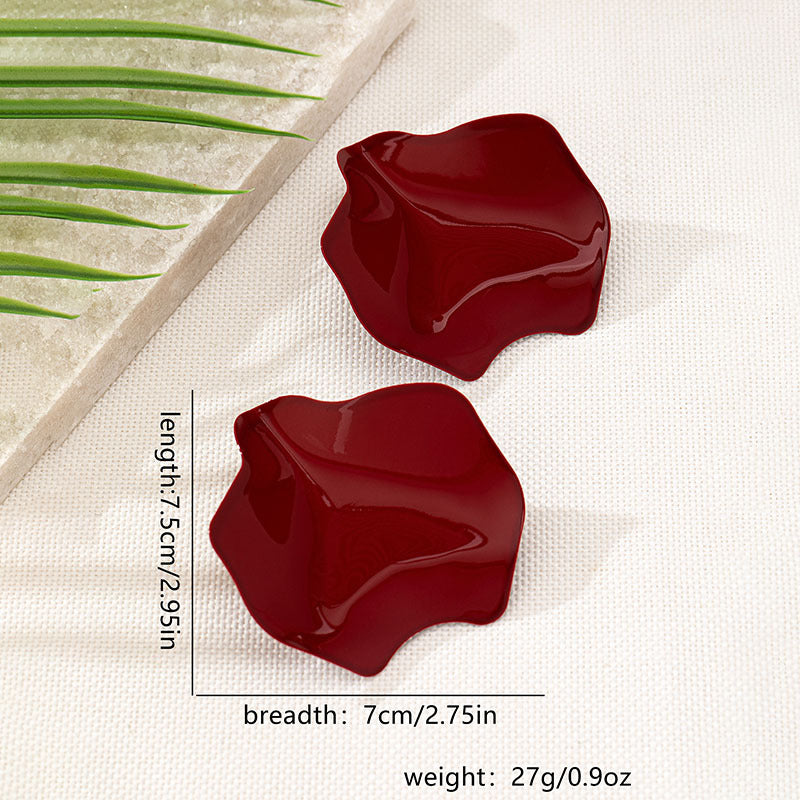 Rose Petal Earrings for Women – Alloy Geometric Luxury Statement Jewelry