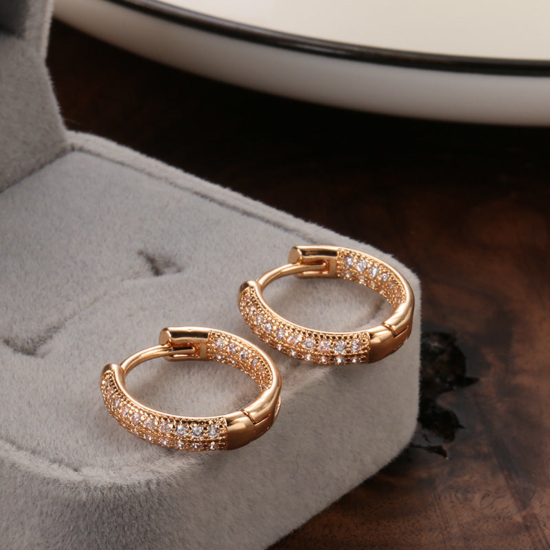 Rose Gold Zircon Earrings – Fashion Geometric Jewelry