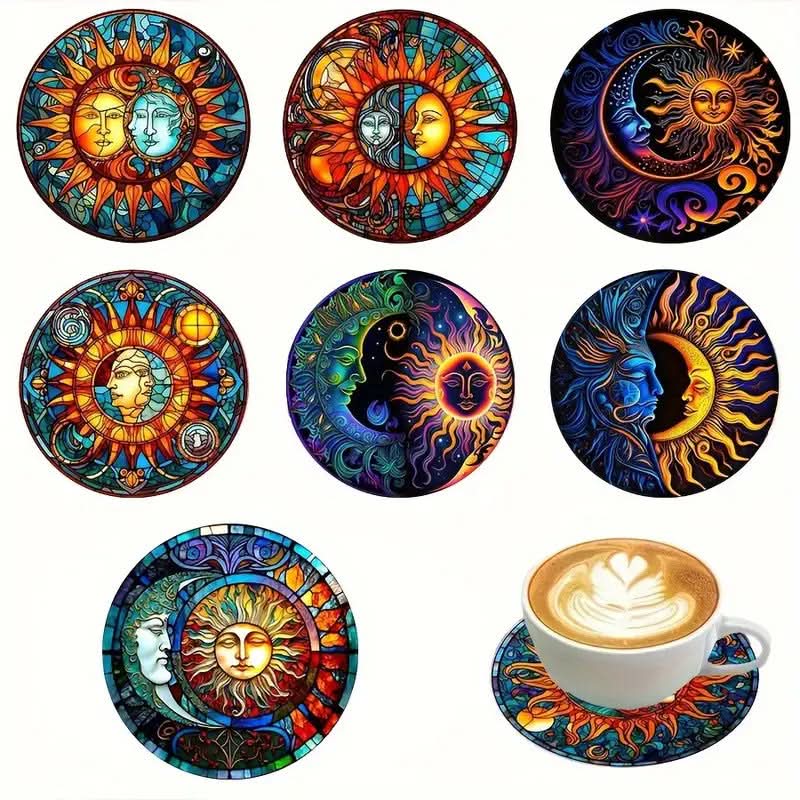 8-Piece DIY Diamond Painting Coasters - Mandala Blue & White Porcelain Design