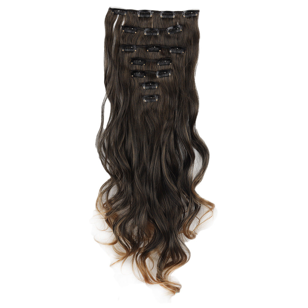 7-Piece Water Wave Hair Extensions – Synthetic Curly Wig Set for Women - 22 inches Long