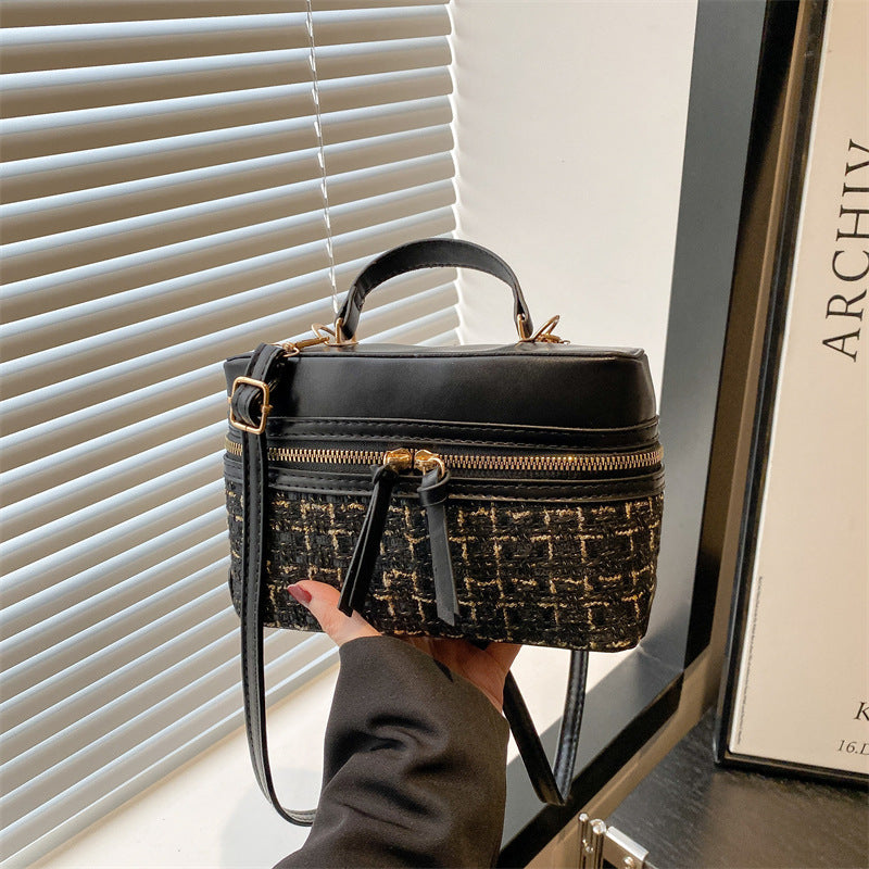 Classic Small PU Box Handbag – Casual Plaid Shoulder Crossbody Bag for Women
