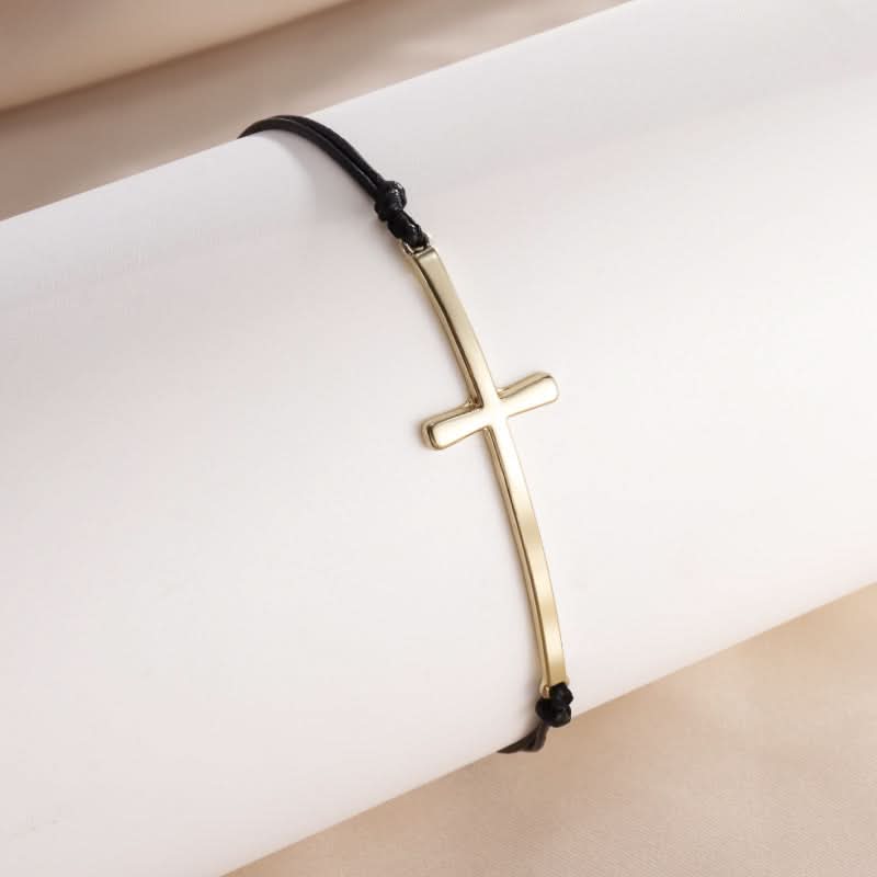 Cross Charm Braided Bracelet for Men – Gold Unisex Wristband