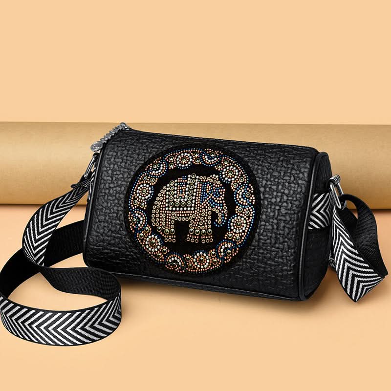 Women's Diamond-Embellished Crossbody Bag – With Wide Shoulder Strap