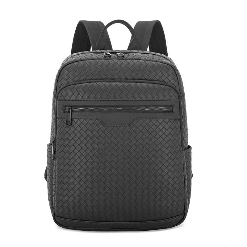 Men’s Large-Capacity PU Leather Backpack – 15-Inch Laptop Travel Bag