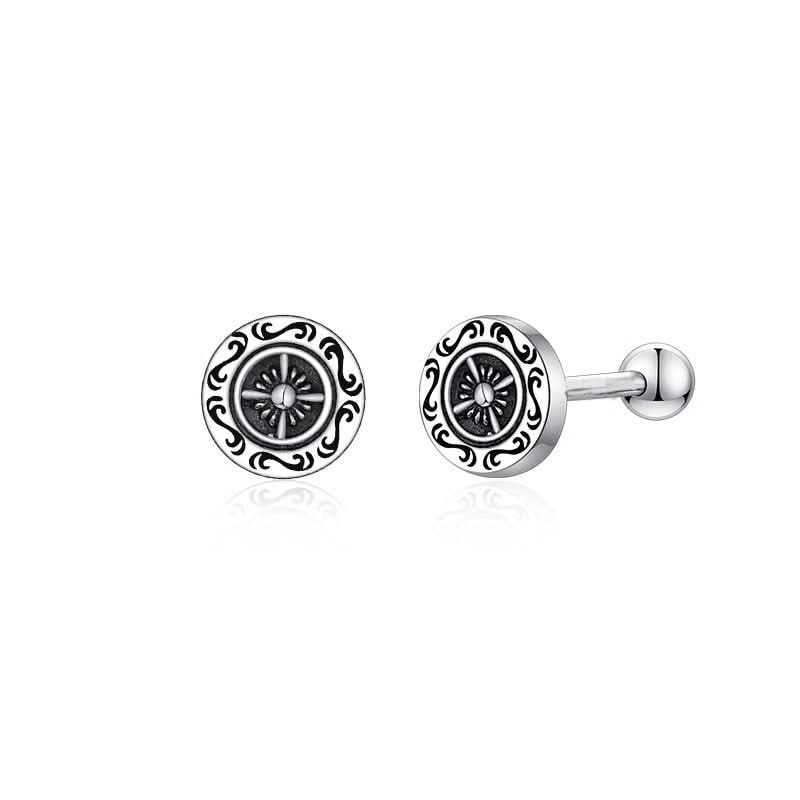 Men’s Rudder Cross Earrings – Statement Studs