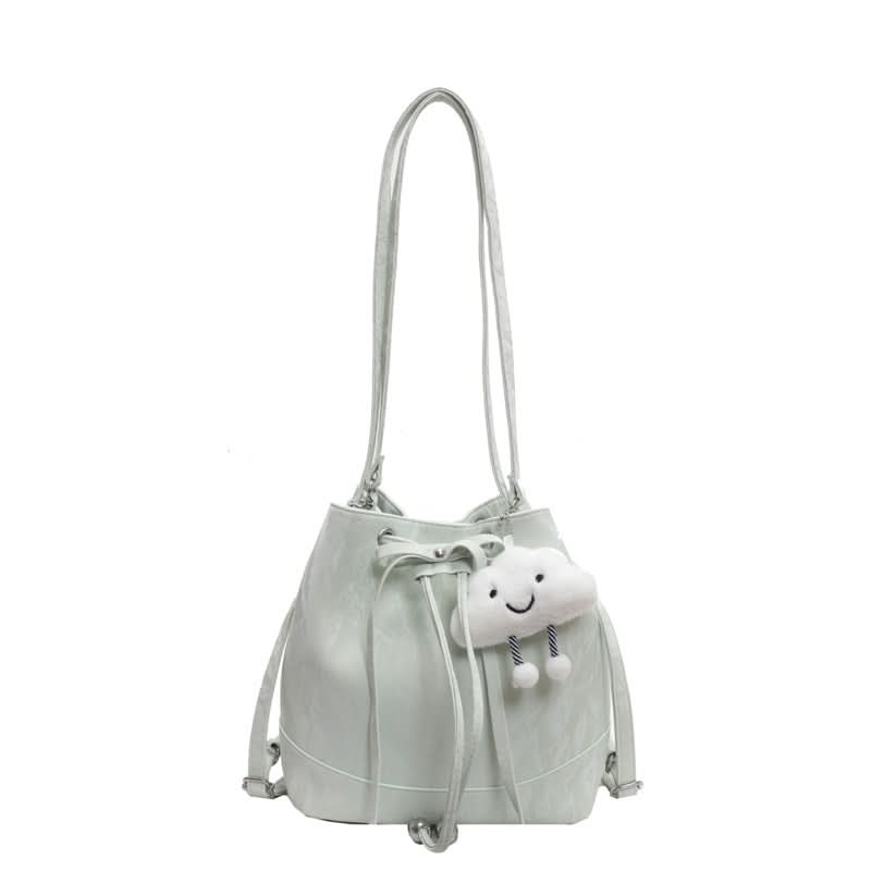 Women’s PU Leather Drawstring Backpack – Stylish Bucket Messenger Bag