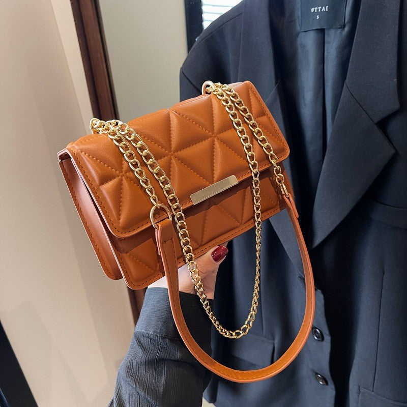 Quilted Chain Shoulder Bag for Women – Trendy Small Square Crossbody