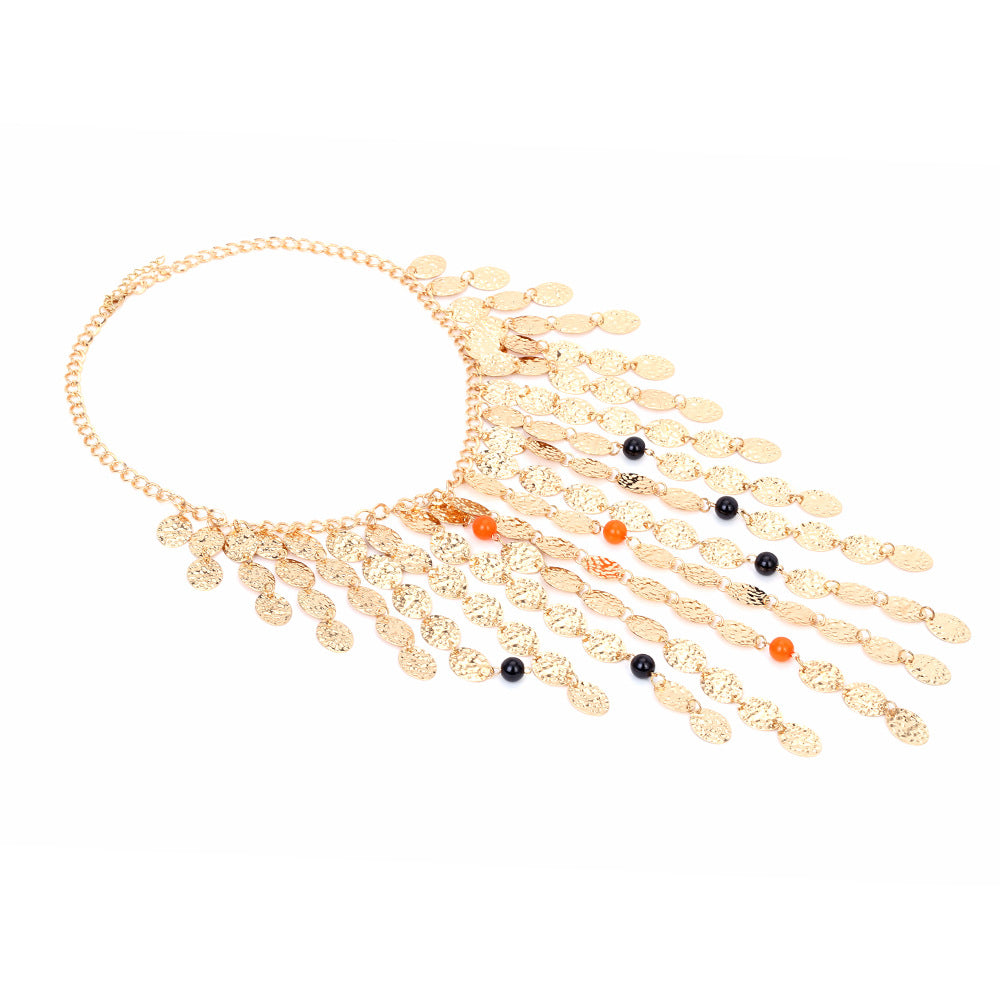 Retro Multi-Layer Tassel Necklace – Handmade Gold Statement Jewelry for Women