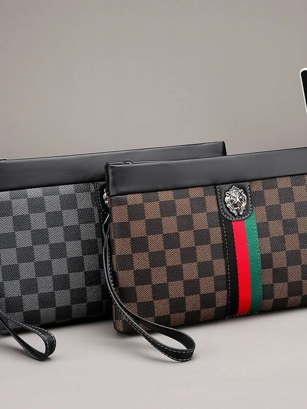 Men’s Plaid PVC Clutch Bag – Urban Commuter Wristlet