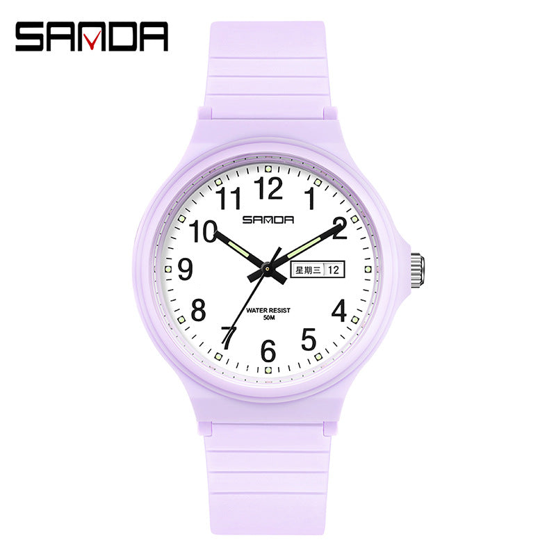 Sanda Dual Calendar Quartz Watch – Waterproof Casual Student Watch for Kids