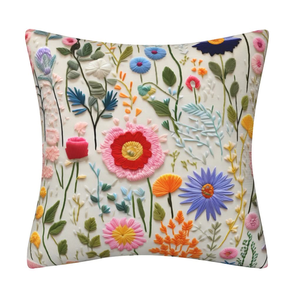 3D Imitation Embroidery Flower Pillow Cover